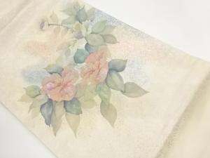 螺鈿引箔牡丹模様織出し名古屋帯